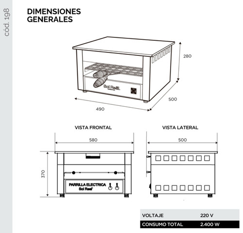 Imagen 5 de 10 de Parrilla Electrica Sol Real Sin Humo Bajo Consumo
