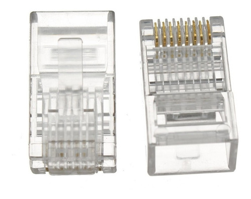 Imagem 2 de 3 de Kit 100 Conector Rj45 Cabo Rede Lan Plug Ethernet Cat5e
