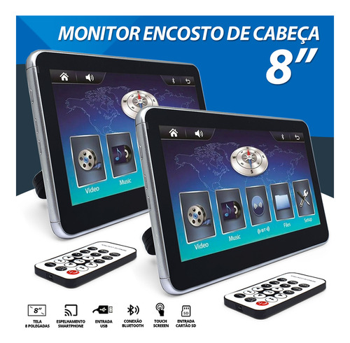 Par Telas P/ Encosto Hilux 2019 Touch Usb Bluetooth