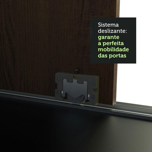 Guarda-roupa Austin 4 Portas De Espelho 3 Gavetas Preto