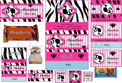 Kit Imprimible 3x1 Barbie Silueta Candy Bar