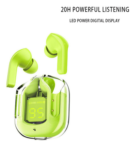 Fone De Ouvido Sem Fio Bluetooth 5.3 Transparente Com Led