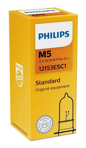 Lâmpada Farol Halógena M5 Philips Standard 12v Moto 35w