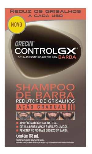 Shampoo Grecin Control Gx Barba Redutor De Grisalhos 118ml