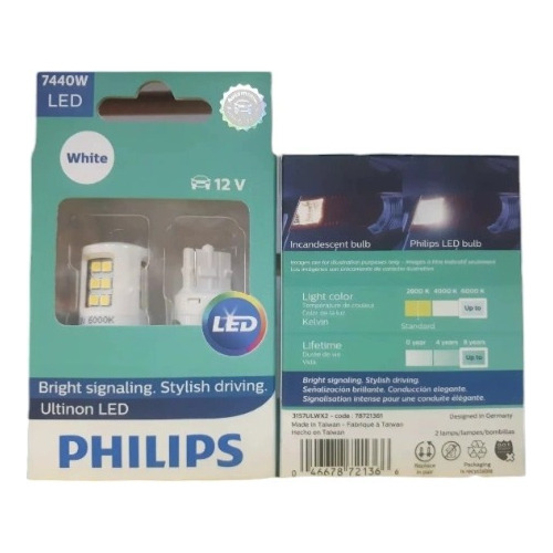 Focos Led Philips 7440 Ultinon 2pza Extreme White