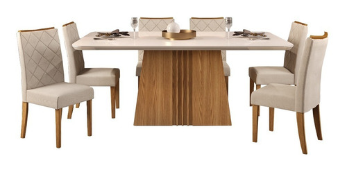 Juego Comedor Mesa 6 Sillas Tapizadas Malbec Italia