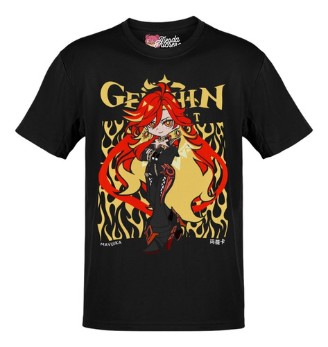Playera Anime Genshin Impact Mavuika Chibi Letras Ama Dtf