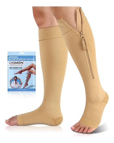 Casmon Calcetines De Compresion Con Cremallera De 15-20 Mmhg