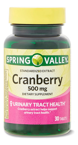 Cranberry 500 Mg 30 Tabletas Spring Valley Sin Sabor
