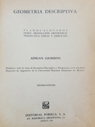 A1 Geometría Descriptiva, Adrian Giombini (Usado)