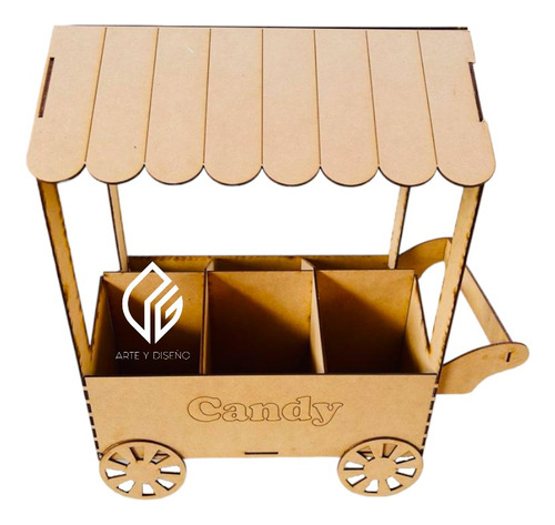 10 Pzs Carrito Dulcero De Mdf Con Leyenda De Candy