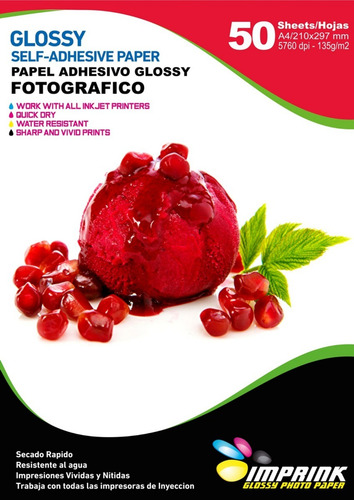Imagen 1 de 1 de Papel Adhesivo Glossy A4/135g/50 Hojas ..envio Gratis X 6un