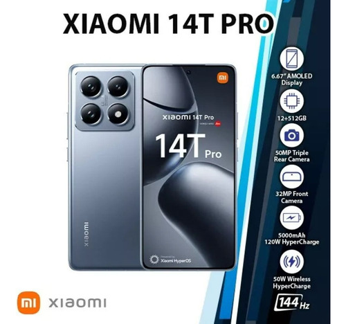 Xiaomi 14t Pro 5g 12gb Ram 512gb Dual Sim Nfc Ip68 Global Cámara Leica Batería 5000mah Mediatek Dimensity 9300+ Octa-core Azul Acero