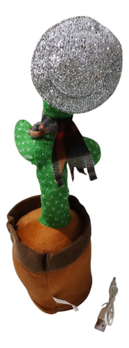 Cactus Bailarín Repite Tu Voz, Luces Y Música Carga Usb Saxofón Amarillo