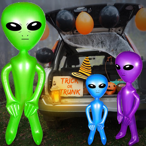 Pack De Aliens De Colores Inflables Para Fiesta De Halloween