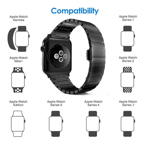 Pulseira Aço Elos Metal Para Apple Watch 1 2 3 4 E 5