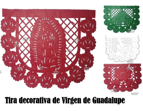 Decoracion Papel Picado Virgen Guadalupe 50mts Tricolor