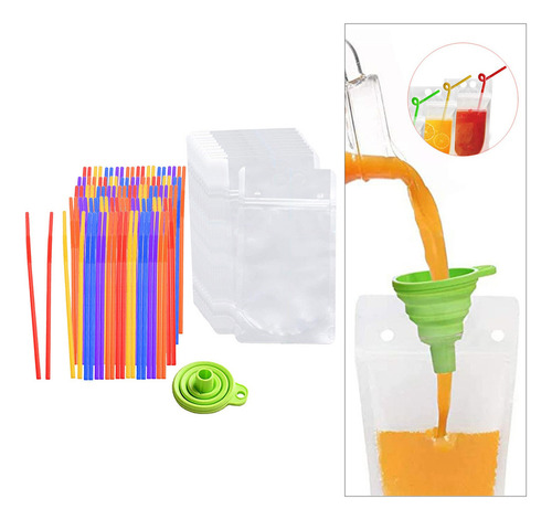 100 Unidades De Bolsas De Bebida Desechables Selladas Con