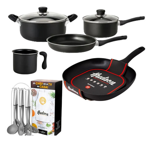 Set Hudson Original Ollas Bifera Jarro Sarten Utensilios.