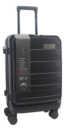 Valija Carry On 20 Portanotebook Abs Reforzada Viajera Negro Lisa