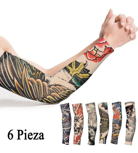 Manga Protectoras Sol Tatuaje Licra Unitalla Unisex 6 Piezas