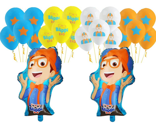 Globos De Cumpleaños Decoración Blippi Fiesta Temática
