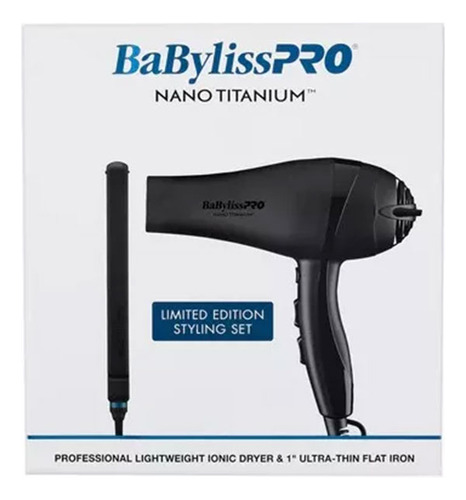Kit Alaciadora Ultra Delgada Placa Larga Espejo Con Secadora Nano Titanium Edicion Especial Negra