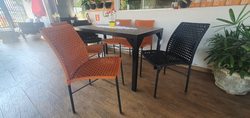 Imagem 5 de 9 de Conjunto De Mesa Retangular Com 6un Cadeiras Alumínio Corda