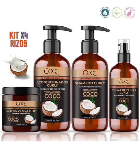 Kit X4 Activa Rizos Y Ondas Metodo Curly Con Aceite De Coco