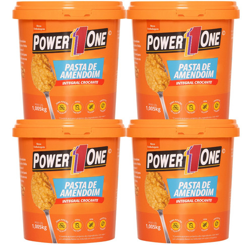 4x Pasta De Amendoim Integral Power One 1 Kg Envio Imediato