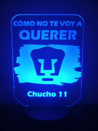 Lámpara Led 3d, Pumas De La Unam Personalizada 16 Colores