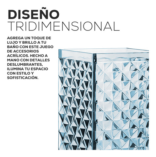 Set De Baño 5 Accesorios Elegantes Diseño Tridimensional Azul
