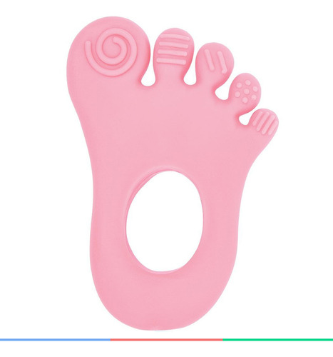 Mordedor Bebe Pezinho Macio Sensorial Anti Stress +3 Meses Cor Rosa