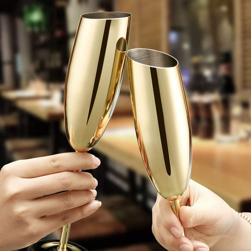 Elegantes Copas De Champán De Acero Inoxidable Doradas Para