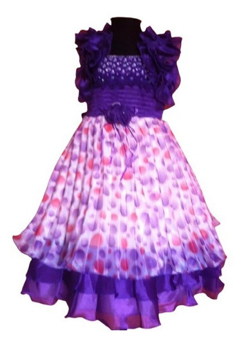 Vestido Infantil Princesa Festa Frufru Bolinhas Coloridas