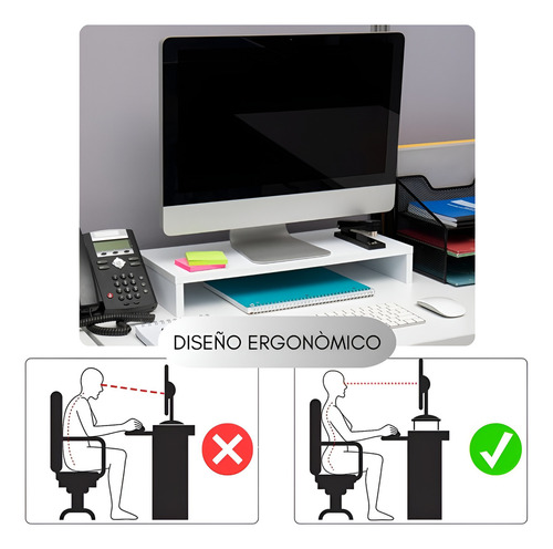 Organizador Escritorio Elevador Monitor Madera Oficina