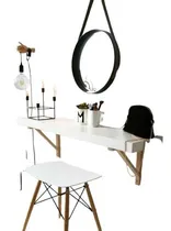 Comprar Escritorio Con Mensulas De Madera Nordico Mueble Biblioteca