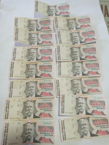 Billetes De Argentina 500000 Australes Lote De 16 Unidades (Usado)