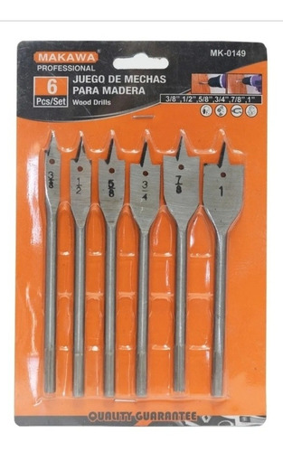 Set De Mechas Paletas 6pcs Broca Tipo Pala