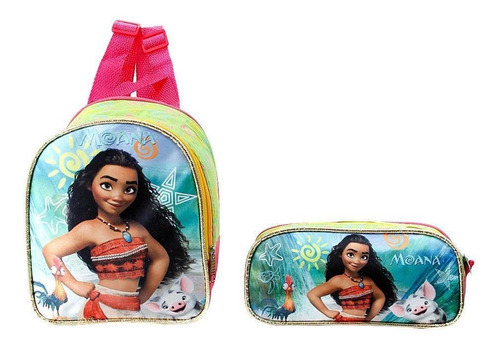 Kit Mochila Infantil Escolar Moana Mar De Aventuras Rodinha