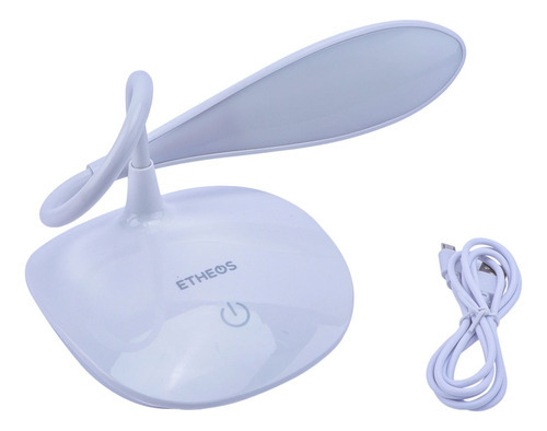 Imagen 4 de 5 de Velador Led Touch Táctil Flexible Usb Oval 3 Niveles Etheos Color De La Estructura Blanco Color De La Pantalla Blanco
