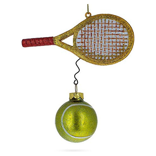 Raqueta De Tenis Y Bola De Cristal Adorno De Navidad