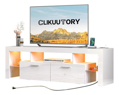 Clikuutory Moderno Soporte De Tv Led Blanco De 67 Pulgadas C