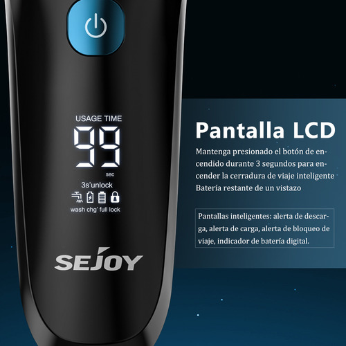 Sejoy Rasuradoras De Barba Eléctrica Recargable Para Hombre Color Azul 100/240V