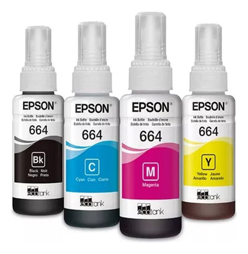 Kit 4 Tintas Epson Original 664, L565 L575 L375 L495 L380