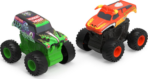 Set De 2 Camiones Monster Jam Grave Digger Y El Toro Loco,