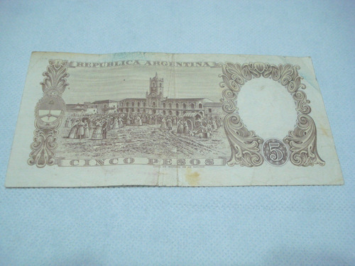 Billete Antiguo Argentino 5 Pesos De 1.960 (Usado)