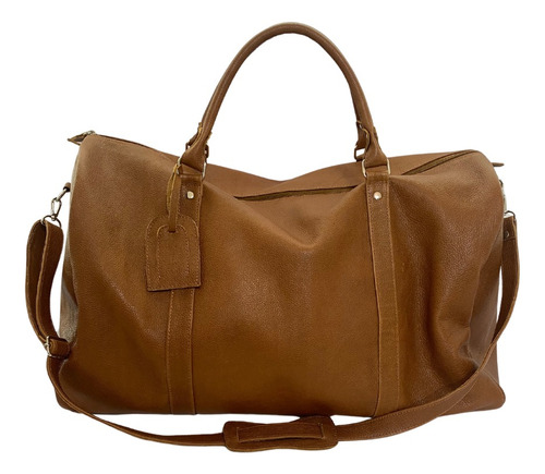 Bolso De Viaje Hombre Cuero Vacuno Grande Color Marrón Claro Liso