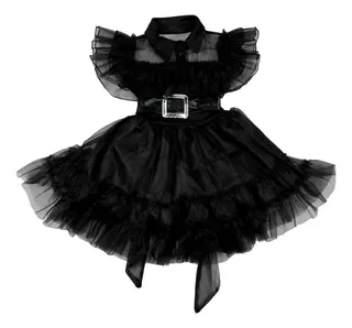Vestido Para Niña Negro Estilo Merlina De Moda Talla 2 A 8