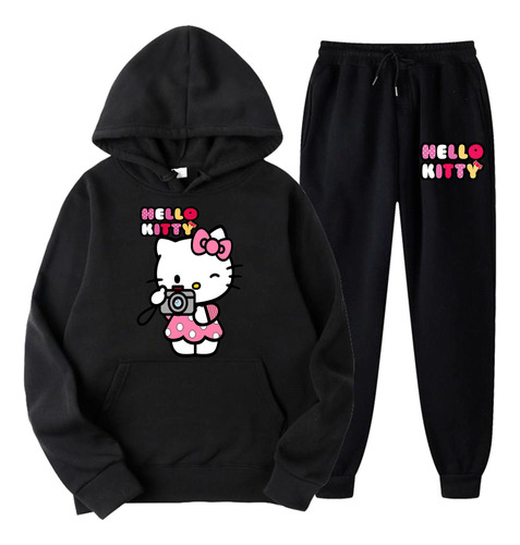 Conjunto Buzo Canguro Y Pantalon Kuromi Sanrio Hello Kitty 